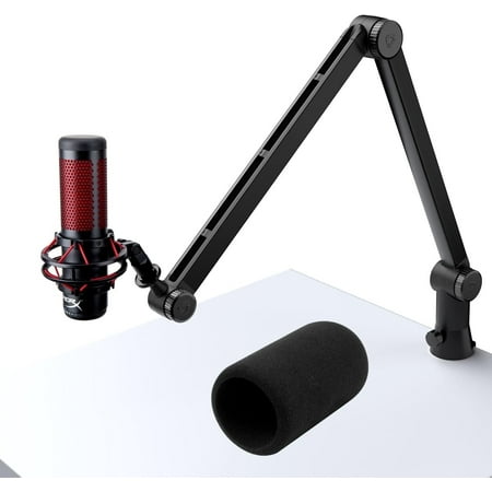 SUNMON QuadCast Mirophone Stand - Upgraded Heavy Duty Mic Boom Arm with HyperX Quad Cast Pop Filter, 360° Rotatable Gaming Microphone Arm for HyperX QuadCast S