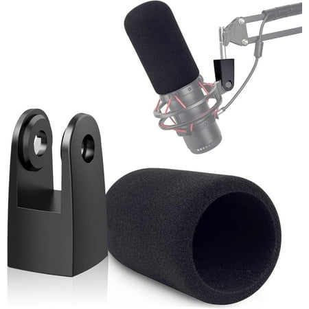 SUNMON Quadcast Mount Adapter with Microphone Cover Foam, Pop Filter Windscreen Compatible with HyperX QuadCast Microphone, Replacement Quad cast Adapter for Boom Arm