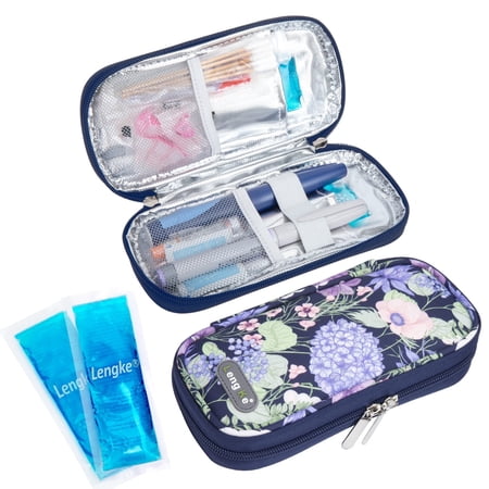 SUNMON Insulin Cooler Travel Case with 2 TSA Approved Ice Packs - Insulin Pen Cooler Case, Suitable for Diabetic Insulin Bag, Medication for Peptide Case(Hydrangea)