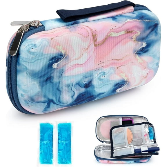 SUNMON Insulin Cooler Travel Case - Diabetic Insulated Portable Medical Bags, Insulin Pen Case with 2 TSA Approved Ice pack (Quicksand Powder)
