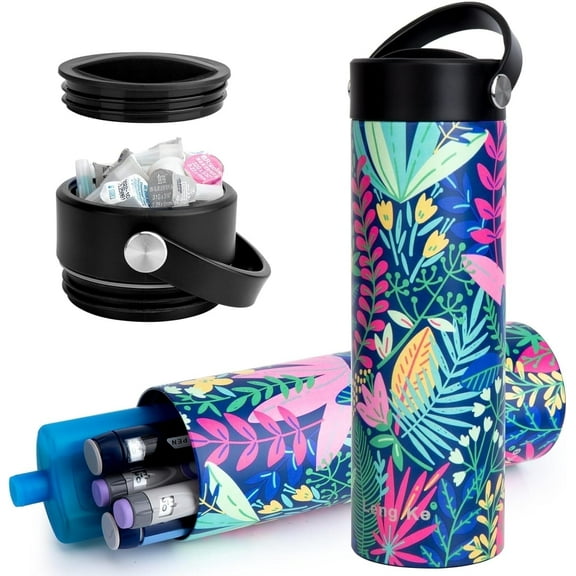 SUNMON Insulin Cooler Travel Case - TSA Approved Diabetes Travel Case Medical Bags Cooler, Portable Insulin Pen Bottle Travel Case for Diabetic Supplies (Tropical Rainforest)