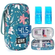 SUNMON Insulin Cooler Travel Case - TSA Approved Diabetic Medical Pen Cooling Bag with Temperature Display, 1 Piece Refrigerated Supplies Organizer Insulated Storage Kit with 2 Ice packLily