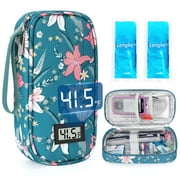 SUNMON Insulin Cooler Travel Case - TSA Approved Diabetic Pen Cooling Medical Bags with Temperature Display, Diabetes Organizer with 2 Ice pack(Black)