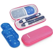 SUNMON Insulin Cooler Travel Case TSA Approved - Portable Medication Cooler Medical Bags for Daily Life, Diabetic Travel Case with 2 Ice packs (Bright Pink)