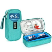 SUNMON Insulin Cooler Travel Case for Pen & Vials, Temperature Display Diabetic Medical Cooling Bag with Protective Ice Brick, Tsa Approved Refrigerated Diabetes Supplies Carrying Organizer(Black)