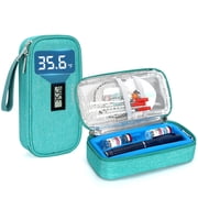 SUNMON Insulin Cooler Travel Case for Pen & Vials, Temperature Display Diabetic Medication Cooling Bag with Protective Ice Brick1 Pcs Green