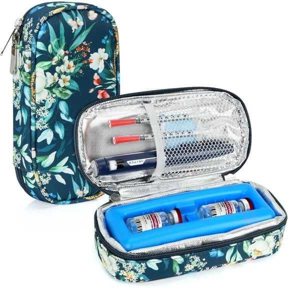 SUNMON Insulin Vials Cooler Travel Case - TSA Approved Diabetic Medication Vial Cooling Bag with Protective Ice Brick, Refrigerated Medical Bags