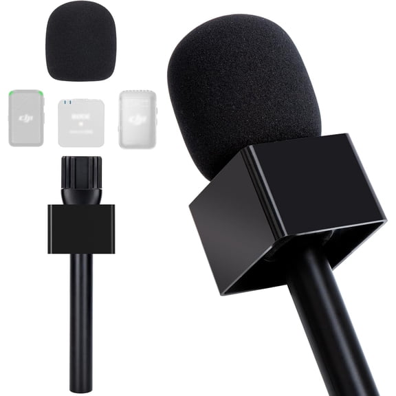 SUNMON Mic Handle for Rode GO I/II/Pro DJI Mic 1/2,Rode Interview Mic Adapter Handheld with Interview Cube Box Mic Flags Mic Adapter for Interview Reports