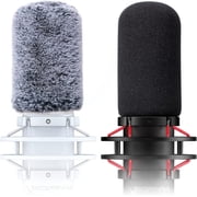 SUNMON Microphone Windscreen Pop Filter Compatible with HyperX QuadCast - Mic Foam Cover with Furry Windscreen Muff for HyperX QuadCast S, White 2 Pack