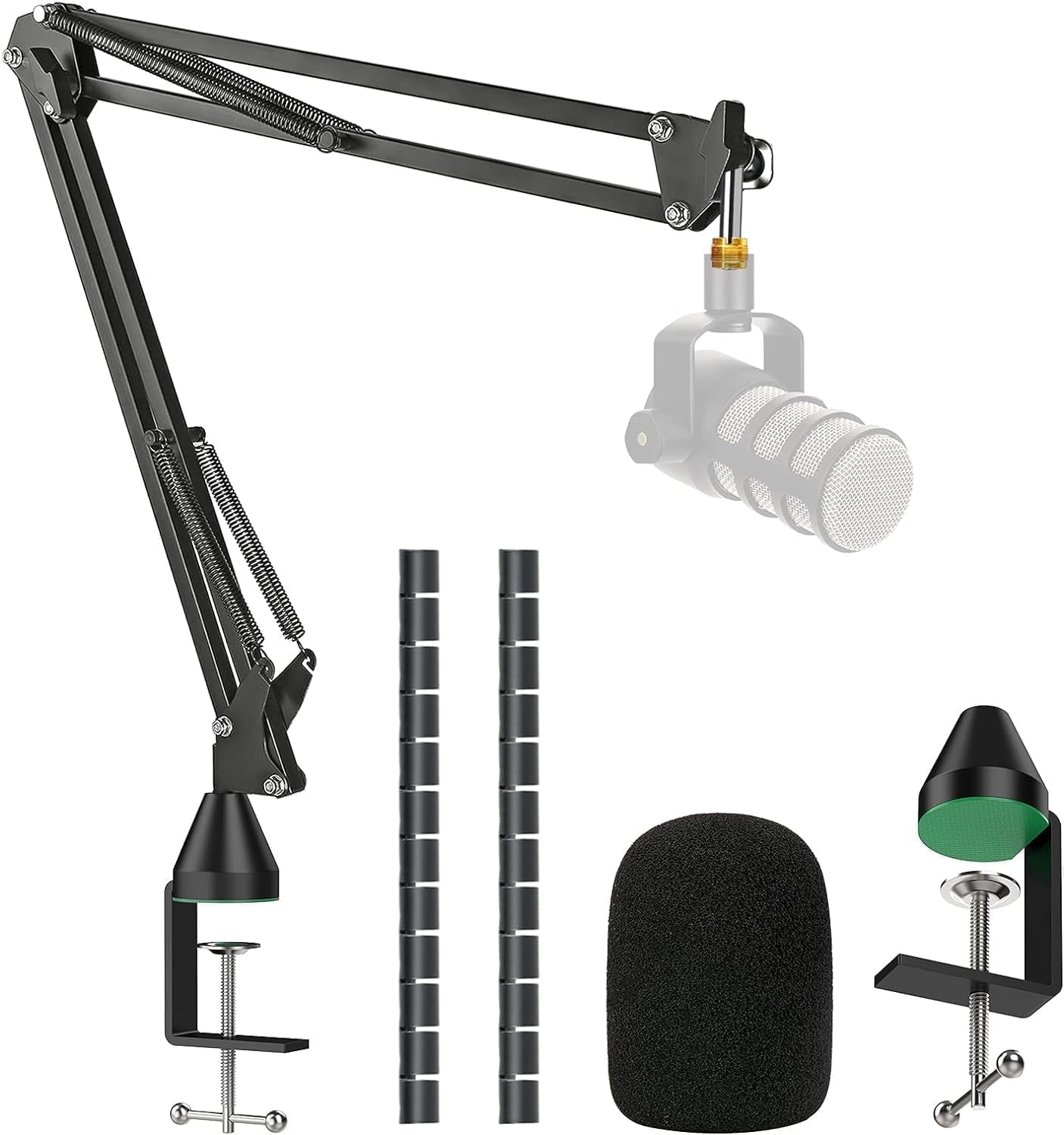 SUNMON Compatible with Rode Podmic Mirophone Stand with Pop Filter - Mic Boom Arm with Foam Windscreen, Computer Gaming Mirophone Arm, Improve Recording Quality