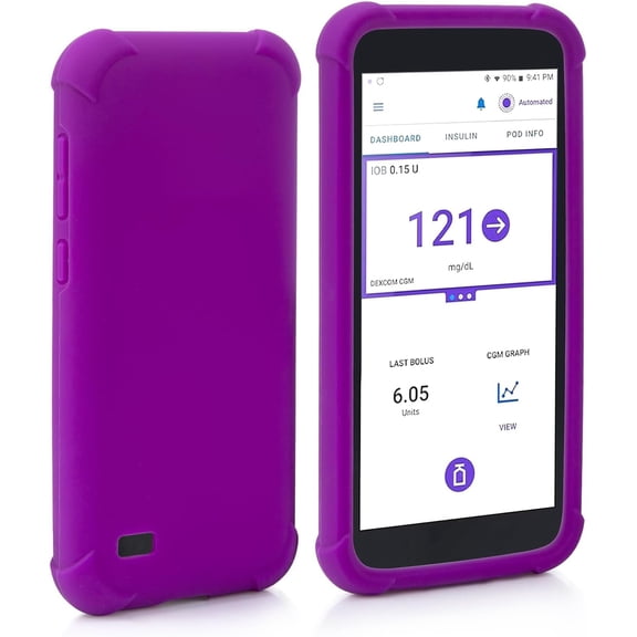 SUNMON Silicone Case for Omnipod 5 Receiver, Anti Slip Protective Cover Soft Gel Skin Suitable for Omnipod Device (Purple)