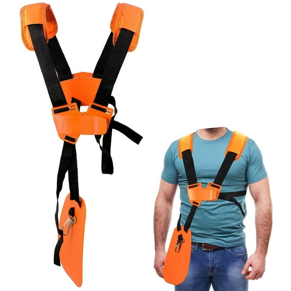 SUNMON Trimmer Shoulder Strap Double Breasted - Mower Trimmer Harness Strap with Durable Nylon Belt Adjustable for Brush Cutter or Gardenning (for STIHL FS, KM Series String), Orange
