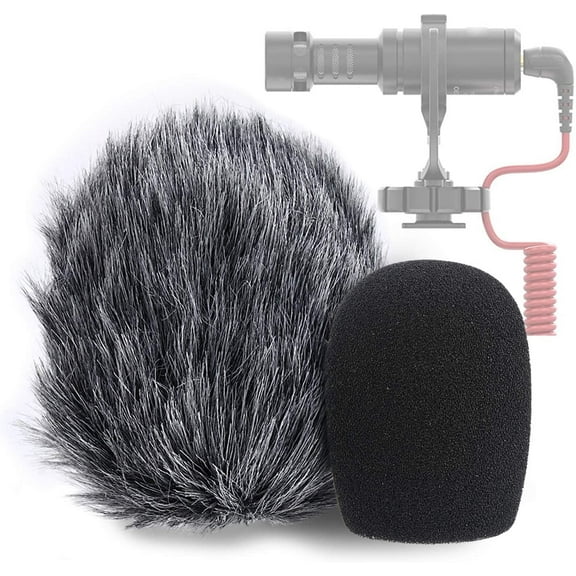 SUNMON VideoMicro Microphone Foam Windscreen & Deadcat Wind Shield, Foam & Furry Wind Muff for Rode VideoMicro and VideoMic Me Me-L Mic (2 Pack)