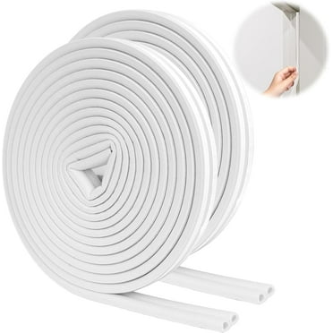 SUNMON Weather Stripping Door Seal Strip, 33Feet (10M) D-Type Door Soundproofing, Self Adhesive Foam Weatherstrip for Door and Window (White)