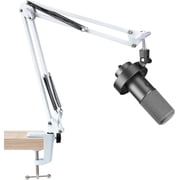 SUNMON White Microphone Stand for Fifine K688 - Mic Boom Arm Compatible with Fifine, Mic Arm with 3/8" to 5/8" Screw Adapter Clip, Gaming Microphone Boom with Desk Clamp