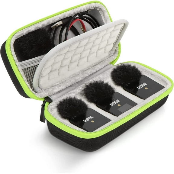 SUNMON Wireless Go 2 Hard Carring Case - Professional Flocking Mic Case Compatible with Rode Wireless GO II Dual Channel Compact Digital Microphone System (Black)