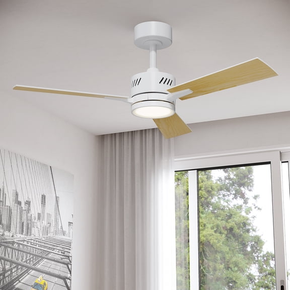 SUNMORY 42 Inch Smart Remote Control Ceiling Fan with Light, Modern LED Ceiling Fan for Bedroom, Living Room, 3-Color Dimmable Lights, Quiet Reversible Motor