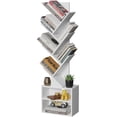 thumbnail image 1 of SUNMORY 6 Tier Tree Bookshelf, Small Bookcase with Storage Cabinet, Modern Tall Narrow Bookshelves Organizer, Floor Standing Book Shelf for Bedroom/Living Room/Home Office/Corner, Rustic Brown, 1 of 7