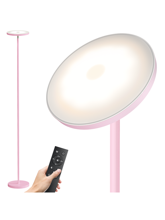 Soft Pink Torchiere Floor Lamp for Bedroom and Office – Elegant Standing Lamp with Modern Design, Perfect for Ambient Lighting in Living Spaces