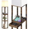 thumbnail image 1 of SUNMORY 63" Modern USB Ports Brown Floor Lamp with Beige Square Shade, 1 of 6