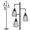 thumbnail image 1 of SUNMORY 68" 3-Light Farmhouse Dimmable Black Floor Lamp with Black Cage Shades, 1 of 10