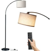 SUNMORY 71" Modern Remote Control Black Arc Floor Lamp with Beige Drum Shade