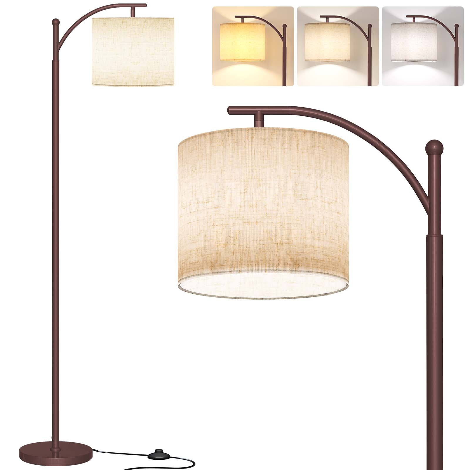 SUNMORY Arc Floor Lamp,Modern Floor Lamp with 9W 3 Color Temperatures Bulb,Metal Standing Lamps with Adjustable Hanging Lampshade,Tall Floor Lamps for Living Room,Bedroom,Office