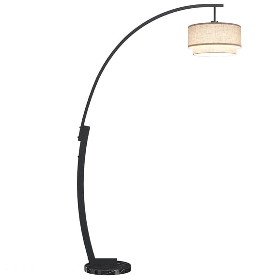 SUNMORY 81" Tall Arc Floor Lamps for Living Room, Modern Curved Floor Lamp with Double Layers Lampshade, Standing Lamp with Marble Base, 3 Color Temperature Arch Floor lamp for Dinning Room
