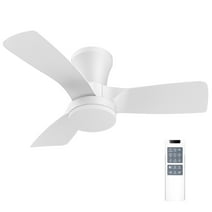 SUNMORY Ceiling Fans with Lights and Remote, 30 inch Low Profile Ceiling Fan with Light, Modern Flush Mount Ceiling Fan for Bedroom/Kitchen/Dining Room/Patio, 6 Wind Speeds, Dimmable, White