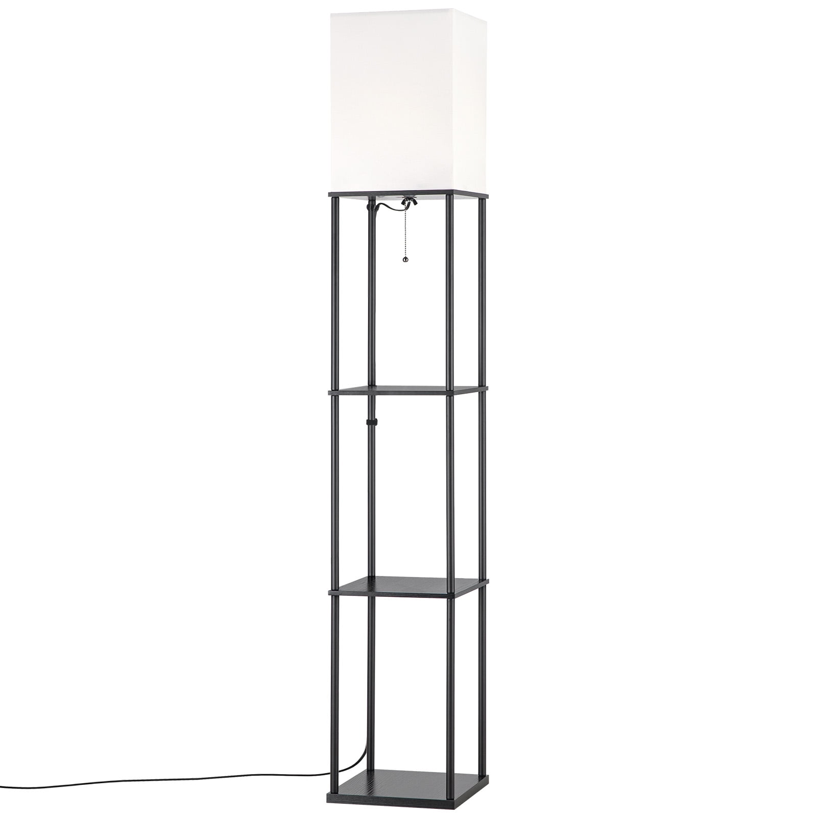 SUNMORY Floor Lamp with Shelves, Modern Square Standing Lamp with 3