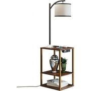 SUNMORY Floor Lamp with Table, Lamps for Living Room with USB Charging Station Port, 3-Color Temperature LED Bulb Attached End Table with Shelves, Side Table Lamps for Living Room  Bedroom Office,