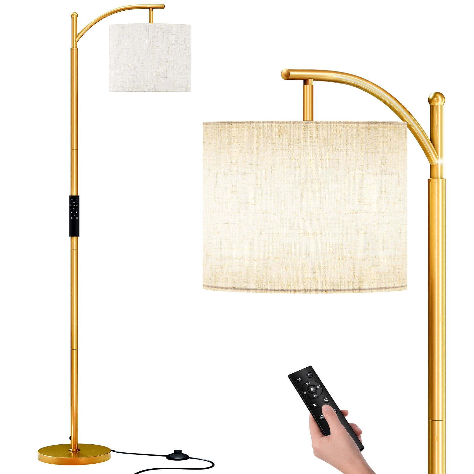 62 Arched Floor Lamp with Remote Control and Bulb Included Latitude Run Base Finish: Brown