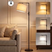 SUNMORY Iron Modern Standing Lamp, Gold Floor Lamp for Living Room, with Rotary Switch, Hanging Shade and 3 Color Temperatures 9W Bulb for Bedroom, Study Room, Office