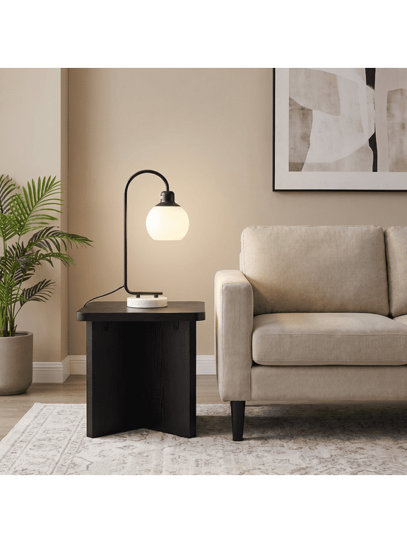 20" Marble Table Lamp, Modern Desk Lamp with 3 Color Temperatures, Bedside Lamp with Marble Base & Glass Lampshade, Convenient Rocker Switch, Nightstand Lamp for Bedroom, Living Room, Office