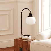 SUNMORY 20" Marble Table Lamp, Modern Desk Lamp with 3 Color Temperatures, Bedside Lamp with Marble Base & Glass Lampshade, Convenient Rocker Switch, Nightstand Lamp for Bedroom, Living Room, Office(