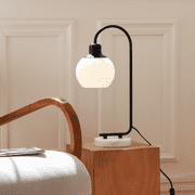 SUNMORY 20" Marble Table Lamp, Modern Desk Lamp with 3 Color Temperatures, Bedside Lamp with Marble Base & Glass Lampshade, Convenient Rocker Switch, Nightstand Lamp for Bedroom, Living Room, Office