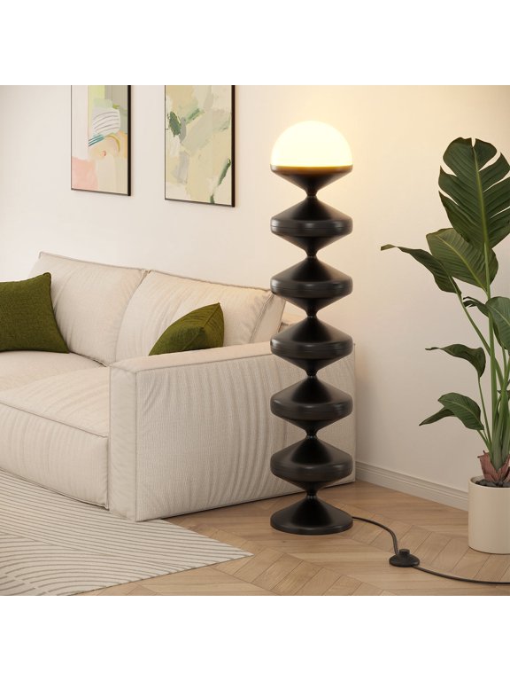 Metal Modern Floor Lamp for Living Room, Dome Shape Floor Light with Acrylic White Decorative Shade for Bedroom