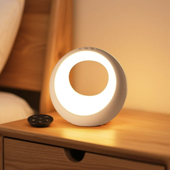 SUNMORY Night Light, Dimmable Touch TableLamp for Bedroom, Portable Ring Light, 5 Brightness and 15 RGB Colors Rechargeable Bedside Table Lamp, Suitable for Bedroom Baby Nursery Hallways Living Room