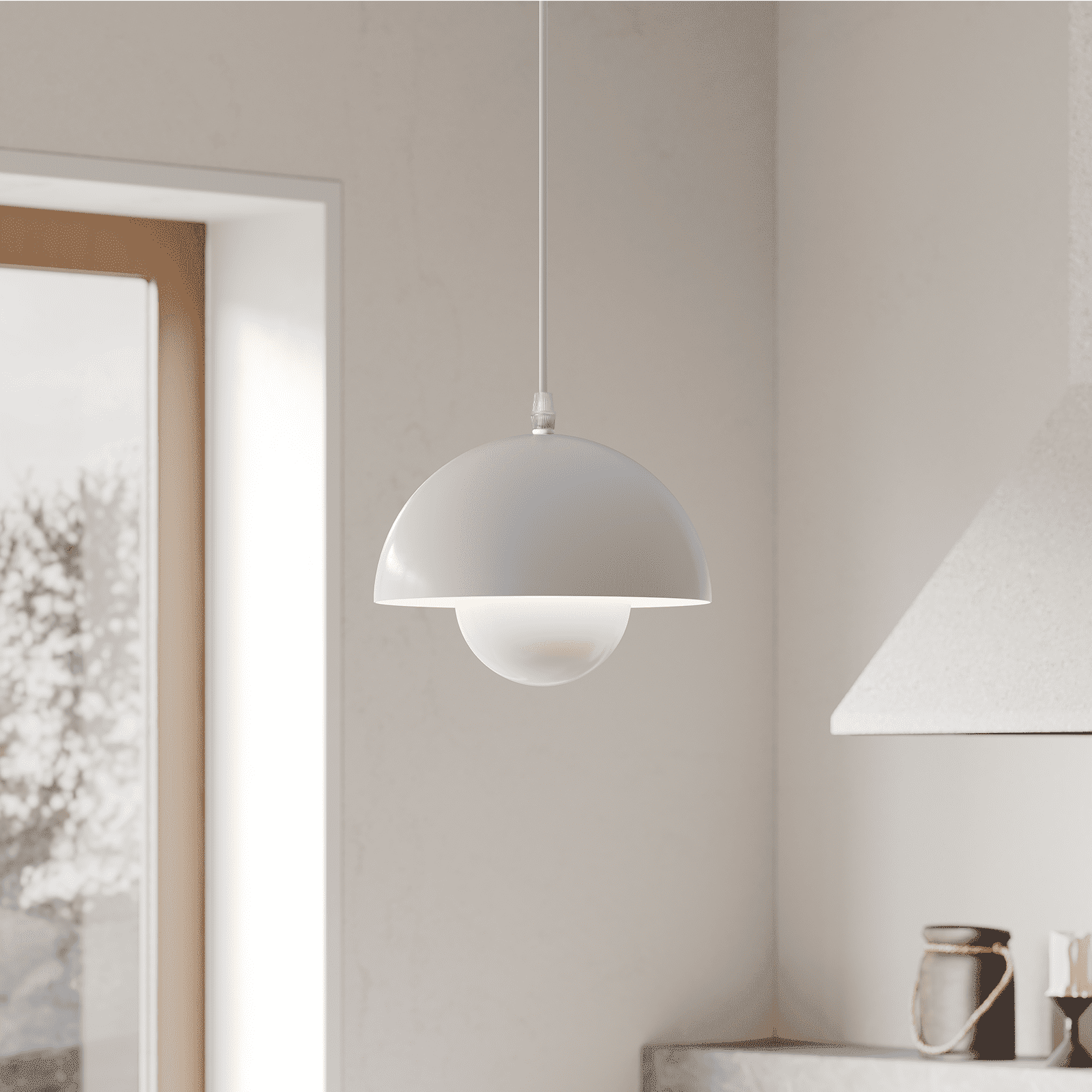 SUNMORY Pendant Light, Hanging Light Fixtures for Kitchen Island, 3 Color Temperature Adjustable Iron Lamp with Adjustable Cord for Dining Room Bedroom Living Room Bathroom White