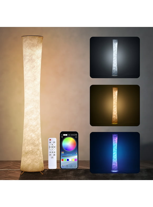 SUNMORY Soft Light LED Floor Lamp RGB Color Changing 61'' Tall Lamp, Smart Standing Lamp With Remote Control and APP Control for Living Room, Bedroom and Game Room