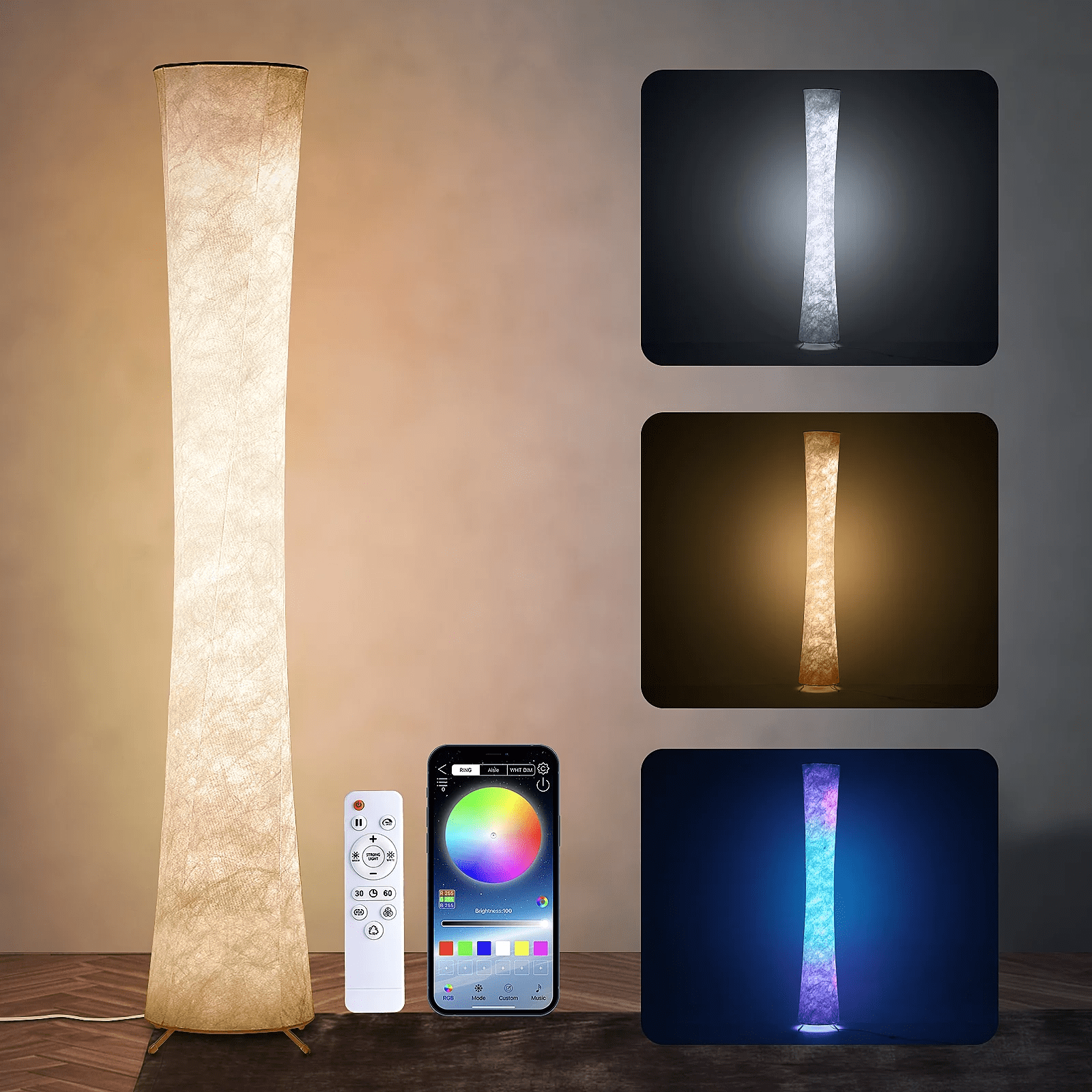 WORLD WIN Smart Led Floor Lamps, RGB Color Changing with APP & Remote  Control, 62 Inch