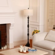 SUNMORY Floor Lamps for Living Room with 12W LED Bulb, Vintage Floor Lamp with 3 Color Temperatures, Farmhouse Floor Lamps with Knob Switch, Resin Standing Lamp for Bedroom, Living Room Corner, Black