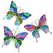 SUNNEKO 3 PCS Large Metal Butterfly Garden Ornaments Outdoor