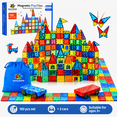 thumbnail image 1 of SUNNY AUNTIE Magnetic Tiles 180 PCS XL Set with Storage Bag – Magnetic Building Tiles for Kids Ages 3-8, STEM Magnet Construction Toy for Boys & Girls, 1 of 6