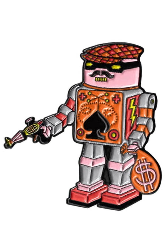 SUNNY BUICK ROBBER ROBOT PIN - Original Artwork Backpack Enamel Lapel PIN - 1.5"