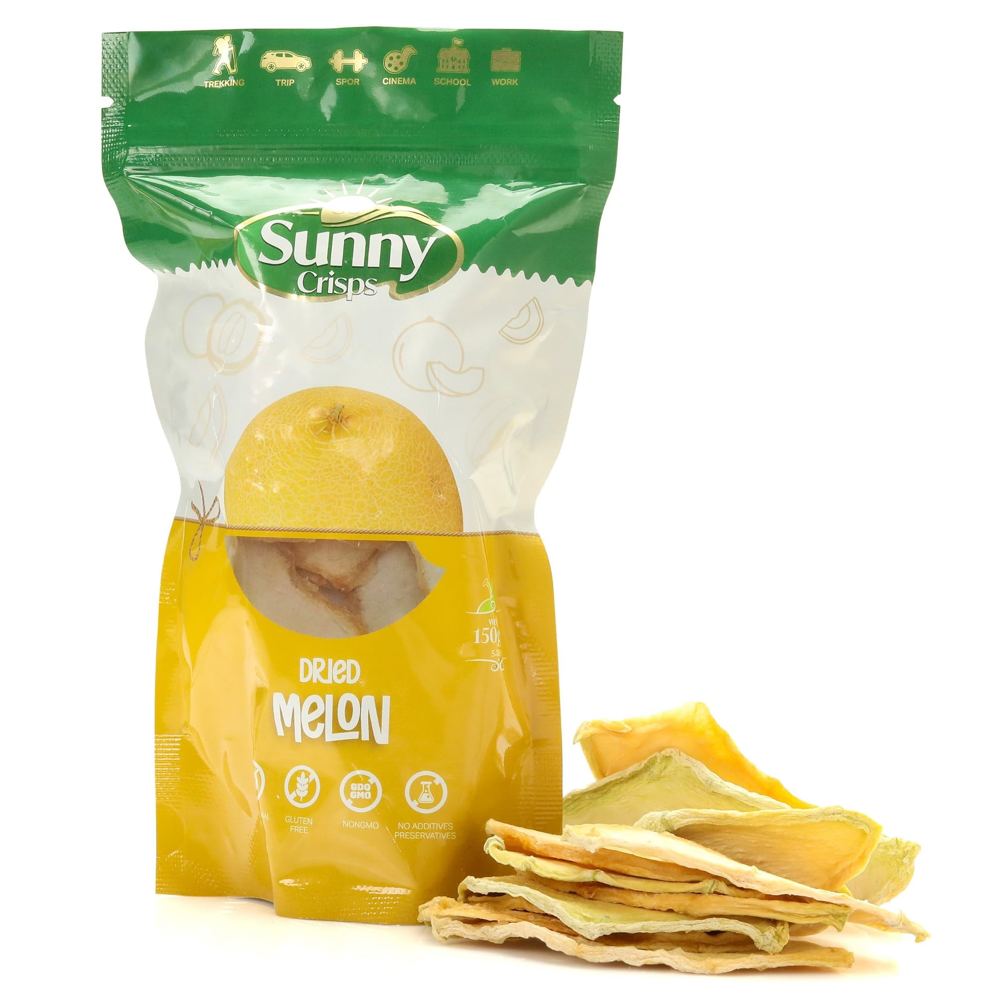 SUNNY CRISPS Dried Cantaloupe Chunks HYZ01 5.29 Oz - Gluten Sugar Added ...