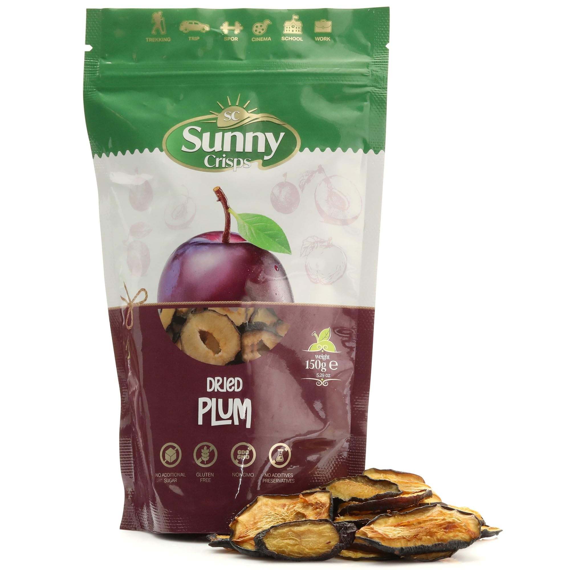SUNNY CRISPS Prunes OIF8 Pitted Unsweetened 5.29 Oz Plums Gluten