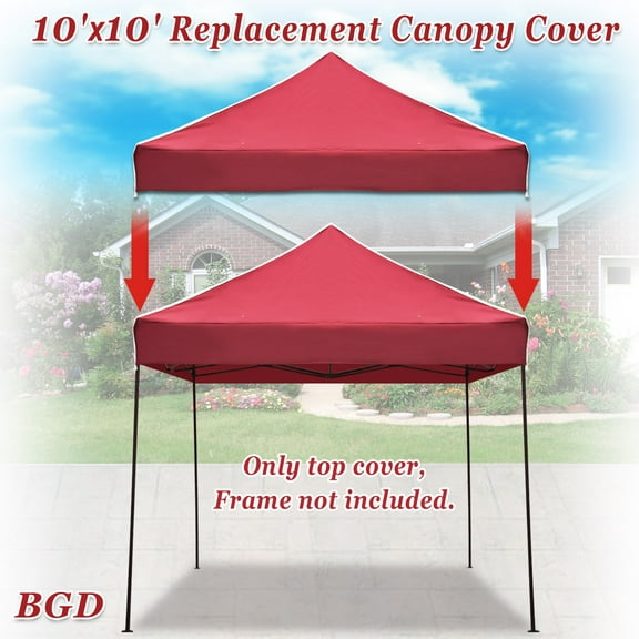 SUNNY Ez pop Up Instant Canopy 10'X10' Replacement Top Gazebo EZ Canopy Cover Only Patio Pavilion Sunshade Polyester-Burgundy