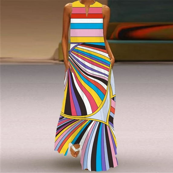 3D Rose Printed Maxi Dresses For Women 2023 New Summer Ladies Sleeveless V-neck Print Retro Dress Women's Clothing Robe Femme