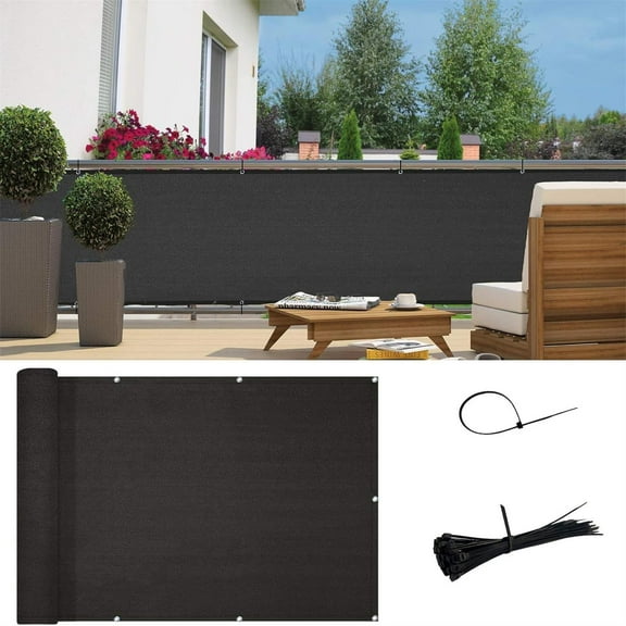 SUNNY GUARD 3'x10' Black Balcony Privacy Screen Fence Apartments Railing Screen for Outdoor Patio Deck Backyard Porch